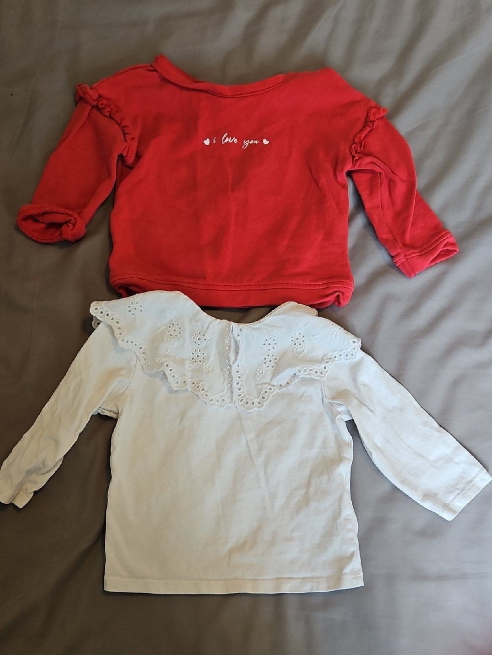 Set Of Two Baby Girls' Long-Sleeve Tops - 12m - Red And White